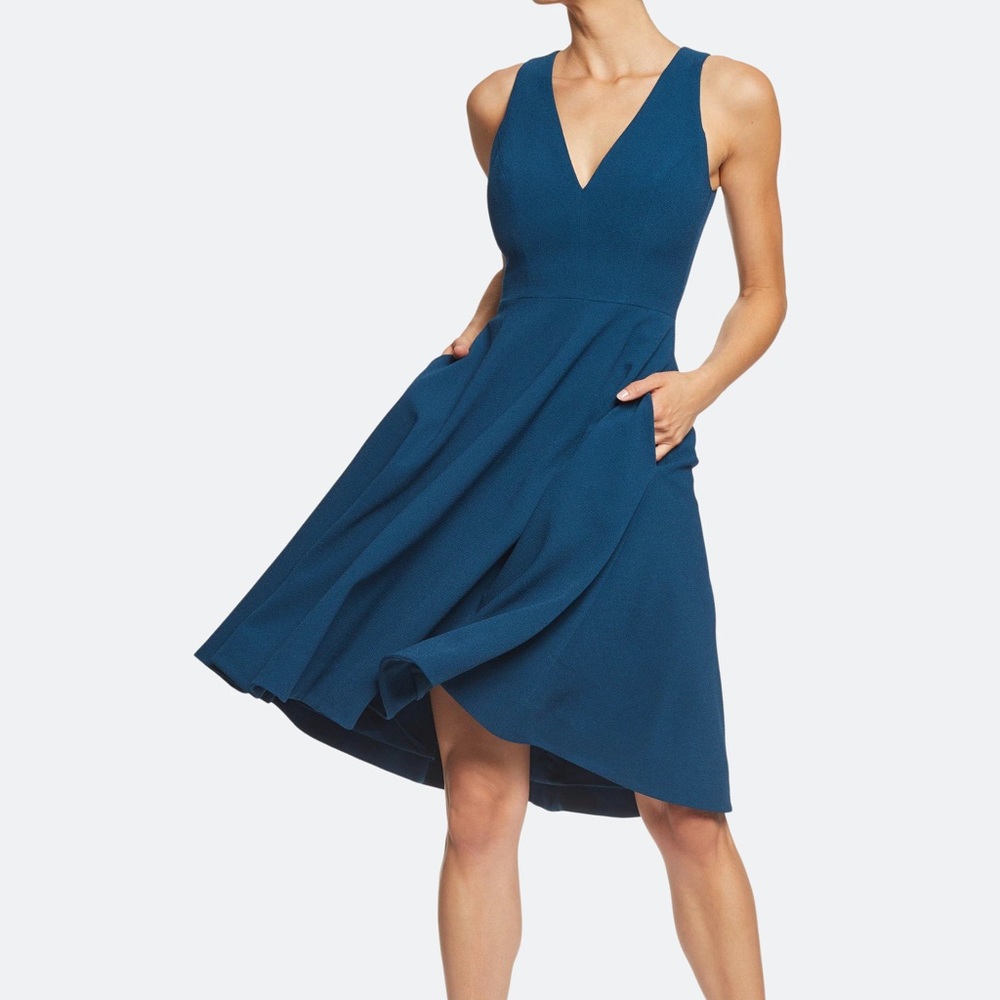 NWOT Dress the population Catalina dress in peacock blue